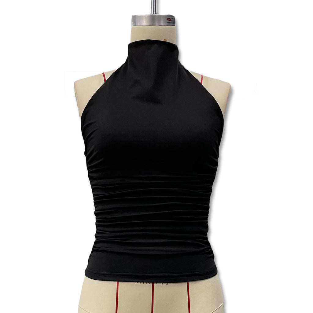 Women's Mock Neck Sleeveless Slim Fit Halter Top